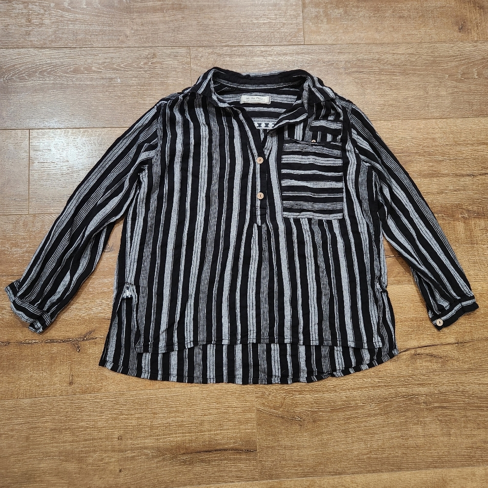 Free People We The Free Summer Breeze Linen Button Overiszed Tunic Small Boho - Picture 2 of 10